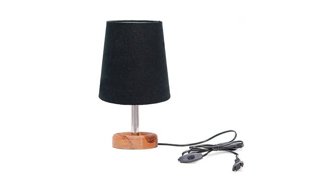 Galileo Black Cotton Shade Table Lamp With Brown Mango Wood Base (Wooden & Black) by Urban Ladder - Front View Design 1 - 531569