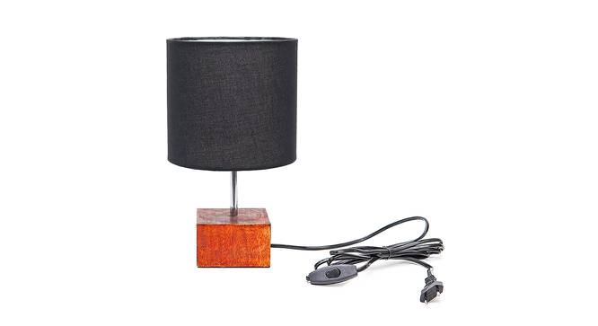 Shelly Black Cotton Shade Table Lamp With Brown Mango Wood Base (Wooden & Black) by Urban Ladder - Front View Design 1 - 531570