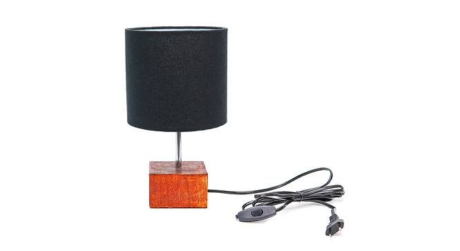 Wally Black Cotton Shade Table Lamp With Brown Mango Wood Base (Wooden & Black) by Urban Ladder - Front View Design 1 - 531572
