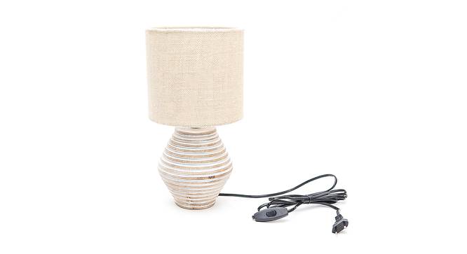 Zoey Beige Jute Shade Table Lamp With Wooden White Mango Wood Base (Wooden White & Beige) by Urban Ladder - Front View Design 1 - 531577