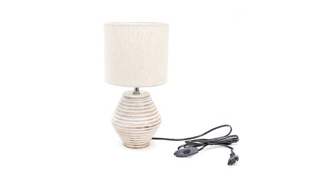Lennox Beige Linen Shade Table Lamp With Wooden White Mango Wood Base (Wooden White & Beige) by Urban Ladder - Front View Design 1 - 531578