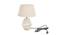 Emilia Beige Linen Shade Table Lamp With Wooden White Mango Wood Base (Wooden White & Beige) by Urban Ladder - Front View Design 1 - 531582