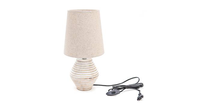 Novalee Beige Linen Shade Table Lamp With Wooden White Mango Wood Base (Wooden White & Beige) by Urban Ladder - Front View Design 1 - 531587