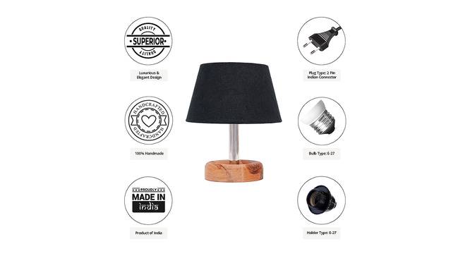 Rochus Black Cotton Shade Table Lamp With Brown Mango Wood Base (Wooden & Black) by Urban Ladder - Cross View Design 1 - 531588