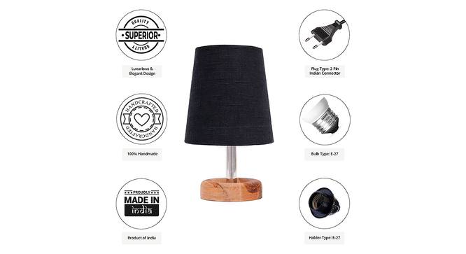 Geronimo Black Cotton Shade Table Lamp With Brown Mango Wood Base (Wooden & Black) by Urban Ladder - Cross View Design 1 - 531593