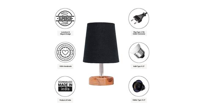Galileo Black Cotton Shade Table Lamp With Brown Mango Wood Base (Wooden & Black) by Urban Ladder - Cross View Design 1 - 531594