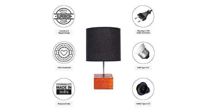 Shelly Black Cotton Shade Table Lamp With Brown Mango Wood Base (Wooden & Black) by Urban Ladder - Cross View Design 1 - 531595
