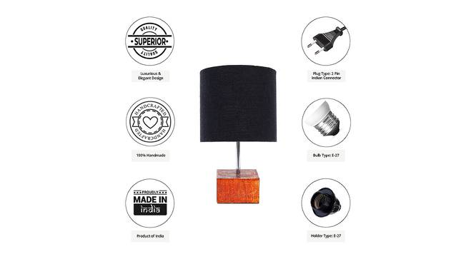 Sienna Black Cotton Shade Table Lamp With Brown Mango Wood Base (Wooden & Black) by Urban Ladder - Cross View Design 1 - 531596
