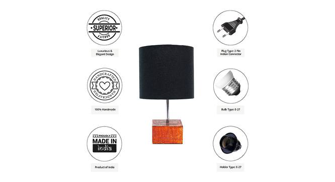 Wally Black Cotton Shade Table Lamp With Brown Mango Wood Base (Wooden & Black) by Urban Ladder - Cross View Design 1 - 531597