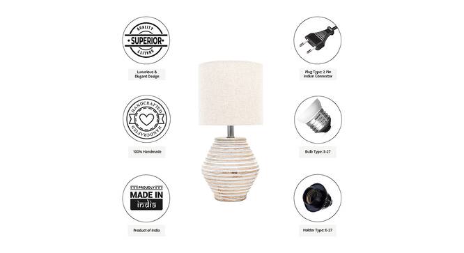 Elaine Beige Linen Shade Table Lamp With Wooden White Mango Wood Base (Wooden White & Beige) by Urban Ladder - Cross View Design 1 - 531604