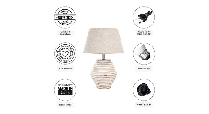 Emilia Beige Linen Shade Table Lamp With Wooden White Mango Wood Base (Wooden White & Beige) by Urban Ladder - Cross View Design 1 - 531607