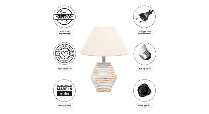 Finley Beige Jute Shade Table Lamp With Wooden White Mango Wood Base (Wooden White & Beige) by Urban Ladder - Cross View Design 1 - 531608