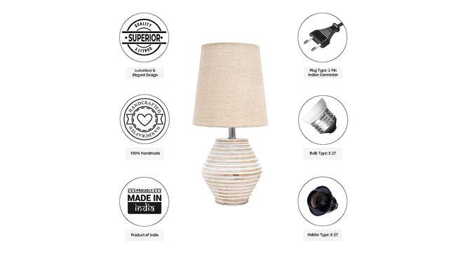 Amelie Beige Jute Shade Table Lamp With Wooden White Mango Wood Base (Wooden White & Beige) by Urban Ladder - Cross View Design 1 - 531610