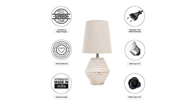 Novalee Beige Linen Shade Table Lamp With Wooden White Mango Wood Base (Wooden White & Beige) by Urban Ladder - Cross View Design 1 - 531612