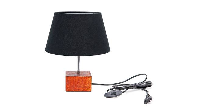 Kona Black Cotton Shade Table Lamp With Brown Mango Wood Base (Wooden & Black) by Urban Ladder - Front View Design 1 - 531660