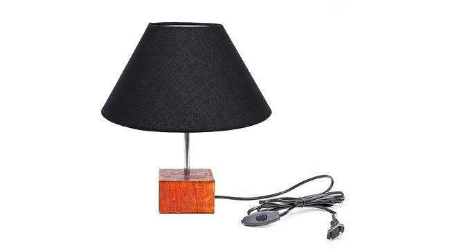 Maximus Black Cotton Shade Table Lamp With Brown Mango Wood Base (Wooden & Black) by Urban Ladder - Front View Design 1 - 531661