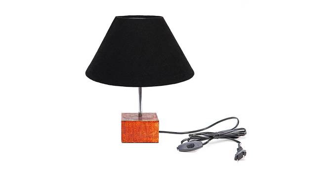Wyatt Black Cotton Shade Table Lamp With Brown Mango Wood Base (Wooden & Black) by Urban Ladder - Front View Design 1 - 531663