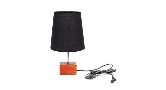 Zack Black Cotton Shade Table Lamp With Brown Mango Wood Base (Wooden & Black) by Urban Ladder - Front View Design 1 - 531664