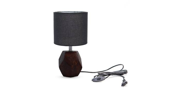 Paisley Black Cotton Shade Table Lamp With Brown Mango Wood Base (Brown & Black) by Urban Ladder - Front View Design 1 - 531667
