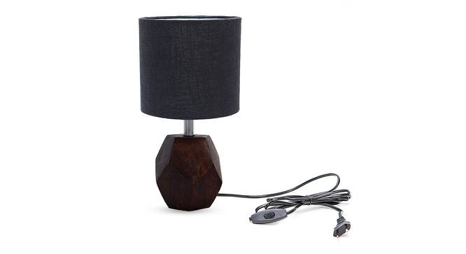 Aria Black Cotton Shade Table Lamp With Brown Mango Wood Base (Brown & Black) by Urban Ladder - Front View Design 1 - 531668