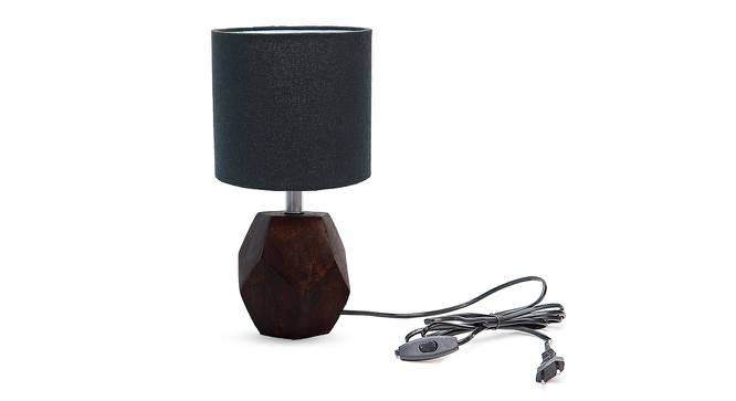 Molly Black Cotton Shade Table Lamp With Brown Mango Wood Base (Brown & Black) by Urban Ladder - Front View Design 1 - 531669
