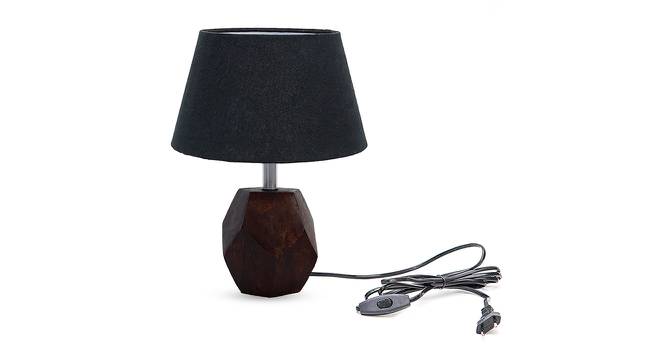 Rowan Black Cotton Shade Table Lamp With Brown Mango Wood Base (Brown & Black) by Urban Ladder - Front View Design 1 - 531671