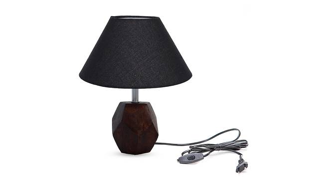 Asa Black Cotton Shade Table Lamp With Brown Mango Wood Base (Brown & Black) by Urban Ladder - Front View Design 1 - 531672