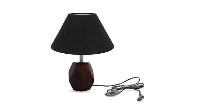 Ezra Black Cotton Shade Table Lamp With Brown Mango Wood Base (Brown & Black) by Urban Ladder - Front View Design 1 - 531673