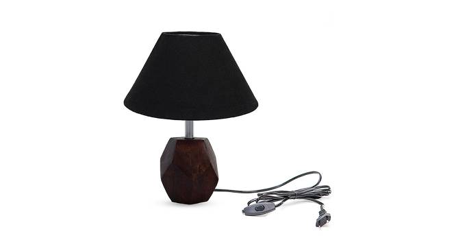 Thea Black Cotton Shade Table Lamp With Brown Mango Wood Base (Brown & Black) by Urban Ladder - Front View Design 1 - 531674