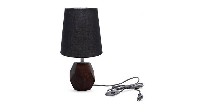 Noah Black Cotton Shade Table Lamp With Brown Mango Wood Base (Brown & Black) by Urban Ladder - Front View Design 1 - 531675
