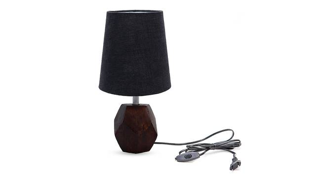 Evan Black Cotton Shade Table Lamp With Brown Mango Wood Base (Brown & Black) by Urban Ladder - Front View Design 1 - 531676