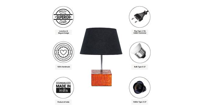 Kona Black Cotton Shade Table Lamp With Brown Mango Wood Base (Wooden & Black) by Urban Ladder - Cross View Design 1 - 531685