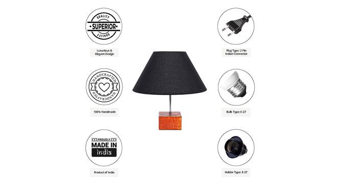 Maximus Black Cotton Shade Table Lamp With Brown Mango Wood Base (Wooden & Black) by Urban Ladder - Cross View Design 1 - 531686