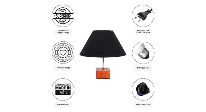 Mercle Black Cotton Shade Table Lamp With Brown Mango Wood Base (Wooden & Black) by Urban Ladder - Cross View Design 1 - 531687
