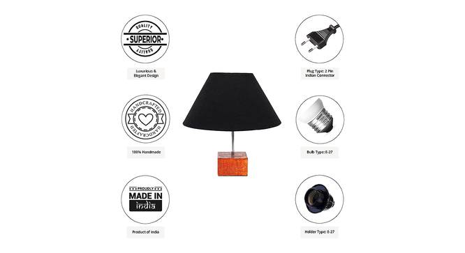 Wyatt Black Cotton Shade Table Lamp With Brown Mango Wood Base (Wooden & Black) by Urban Ladder - Cross View Design 1 - 531688