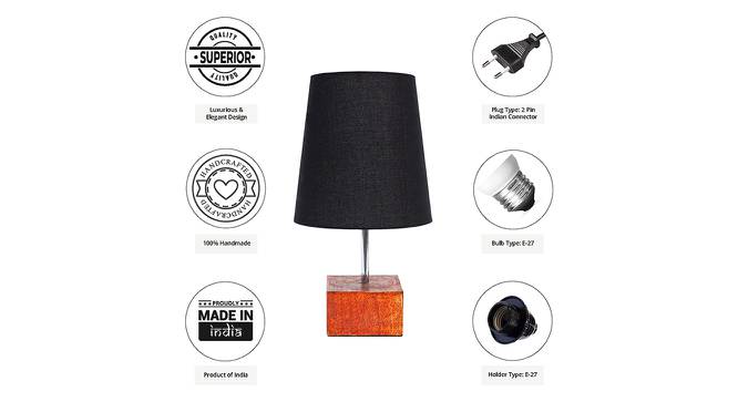Zack Black Cotton Shade Table Lamp With Brown Mango Wood Base (Wooden & Black) by Urban Ladder - Cross View Design 1 - 531689
