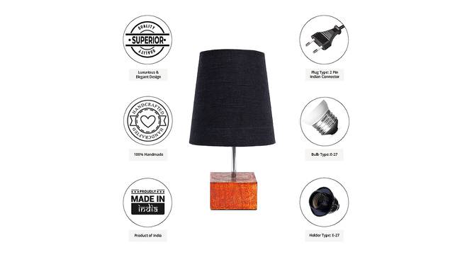 Zeke Black Cotton Shade Table Lamp With Brown Mango Wood Base (Wooden & Black) by Urban Ladder - Cross View Design 1 - 531690