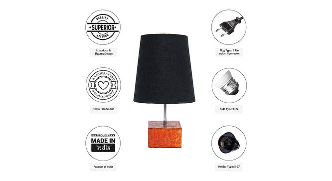 Teddy Black Cotton Shade Table Lamp With Brown Mango Wood Base (Wooden & Black) by Urban Ladder - Cross View Design 1 - 531691