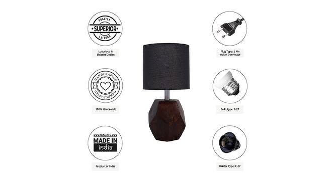 Paisley Black Cotton Shade Table Lamp With Brown Mango Wood Base (Brown & Black) by Urban Ladder - Cross View Design 1 - 531692