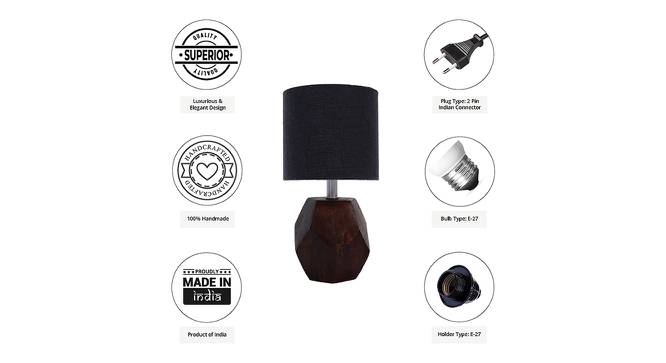Aria Black Cotton Shade Table Lamp With Brown Mango Wood Base (Brown & Black) by Urban Ladder - Cross View Design 1 - 531693