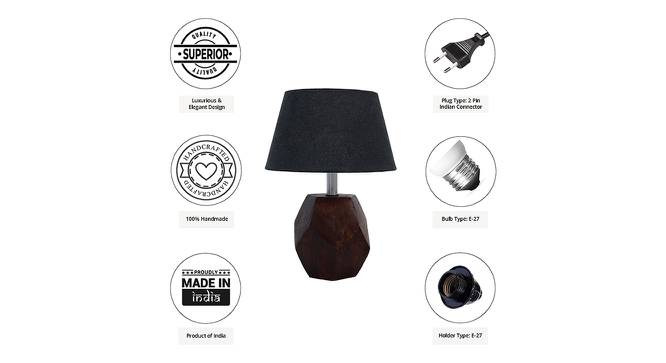 Rowan Black Cotton Shade Table Lamp With Brown Mango Wood Base (Brown & Black) by Urban Ladder - Cross View Design 1 - 531696