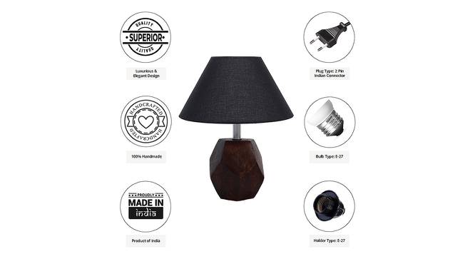 Asa Black Cotton Shade Table Lamp With Brown Mango Wood Base (Brown & Black) by Urban Ladder - Cross View Design 1 - 531697