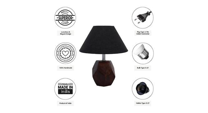 Ezra Black Cotton Shade Table Lamp With Brown Mango Wood Base (Brown & Black) by Urban Ladder - Cross View Design 1 - 531698