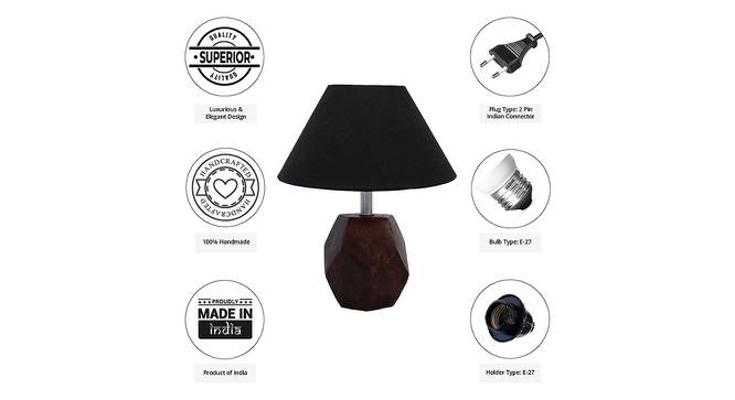 Thea Black Cotton Shade Table Lamp With Brown Mango Wood Base (Brown & Black) by Urban Ladder - Cross View Design 1 - 531699