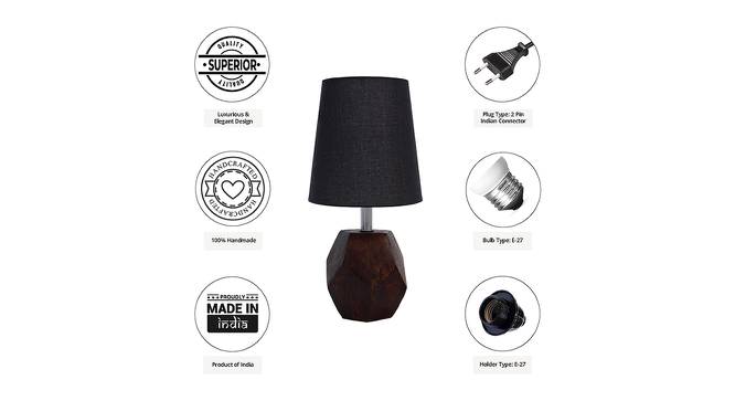 Noah Black Cotton Shade Table Lamp With Brown Mango Wood Base (Brown & Black) by Urban Ladder - Cross View Design 1 - 531700