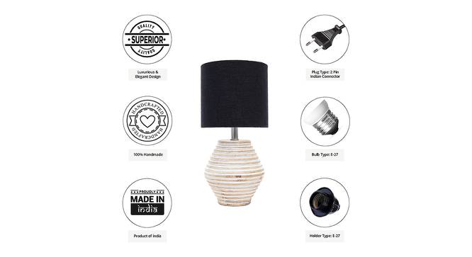 Ace Black Cotton Shade Table Lamp With Wooden White Mango Wood Base (Wooden White & Black) by Urban Ladder - Cross View Design 1 - 531704