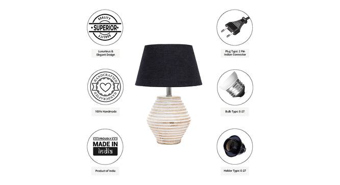 Owen Black Cotton Shade Table Lamp With Wooden White Mango Wood Base (Wooden White & Black) by Urban Ladder - Cross View Design 1 - 531706