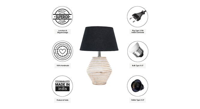 Leia Black Cotton Shade Table Lamp With Wooden White Mango Wood Base (Wooden White & Black) by Urban Ladder - Cross View Design 1 - 531707