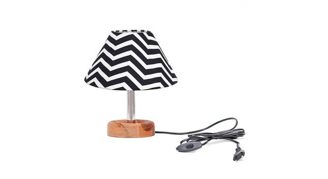 Amerigo Black & White Cotton Shade Table Lamp With Brown Mango Wood Base by Urban Ladder - Front View Design 1 - 531750