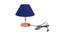 Ercole Blue Cotton Shade Table Lamp With Brown Mango Wood Base (Wooden & Blue) by Urban Ladder - Front View Design 1 - 531752